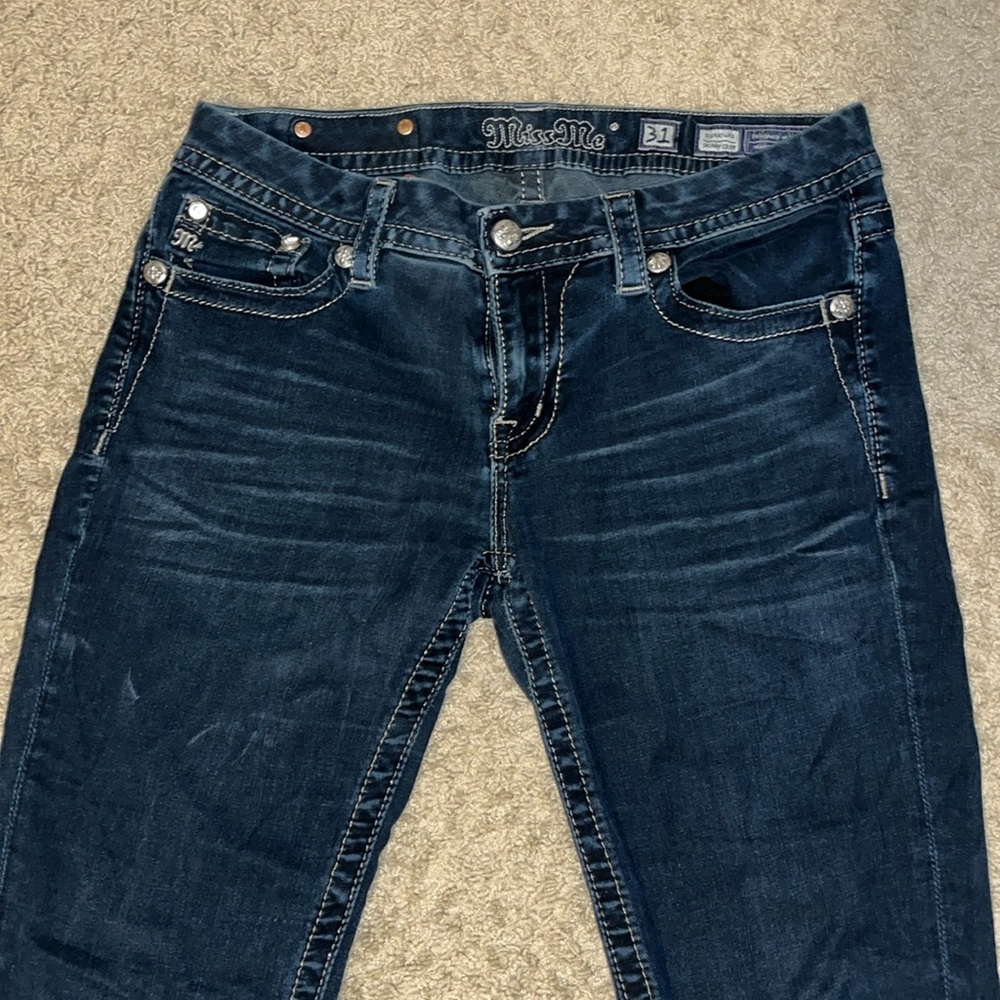 Miss Me Womens Jeans Signature Skinny crop Rhinestones Western Rodeo Size 31